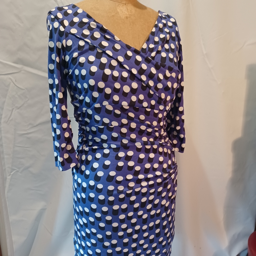 DVF Slinky Knit Print Draped Dress Size 12